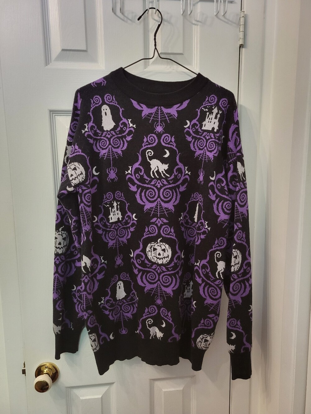 Purple & Black Halloween Motif Women's Sweater